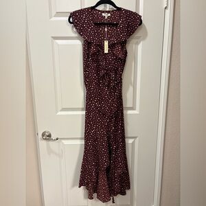 Max Studio Polka Dot Burgundy Dress